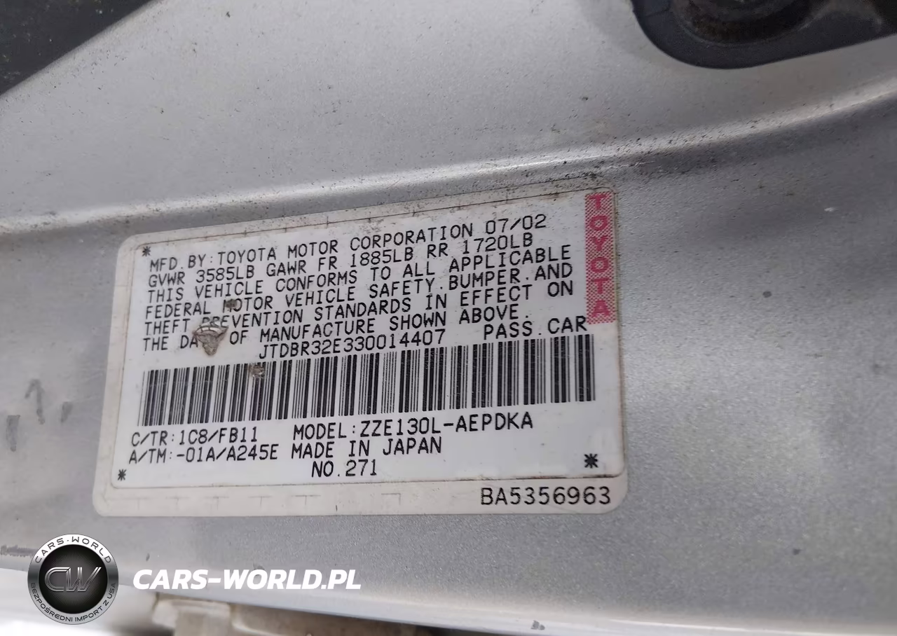 2003 Toyota Corolla Ce VIN:JTDBR32E330014407 - 9