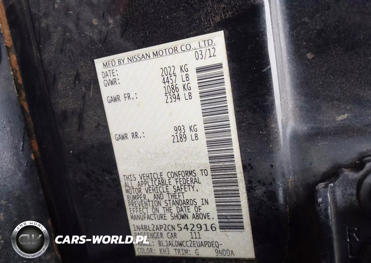 2012 Nissan Altima 3.5 Sr VIN:1N4BL2AP2CN542916 - 9