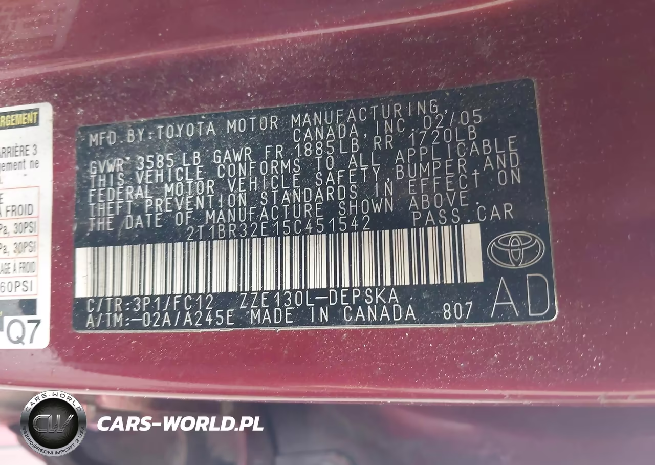2005 Toyota Corolla S VIN:2T1BR32E15C451542 - 9