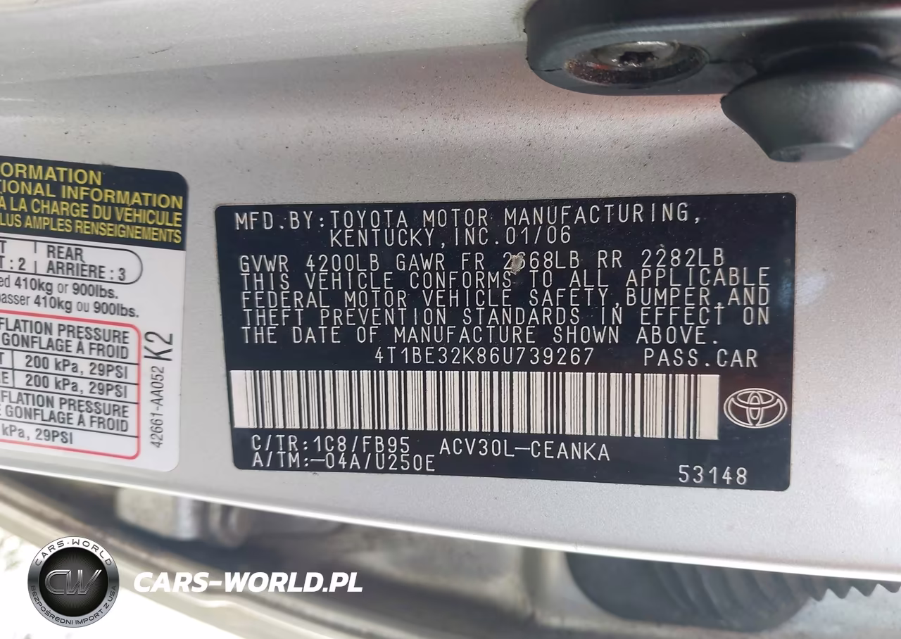 2006 Toyota Camry Le VIN:4T1BE32K86U739267 - 9