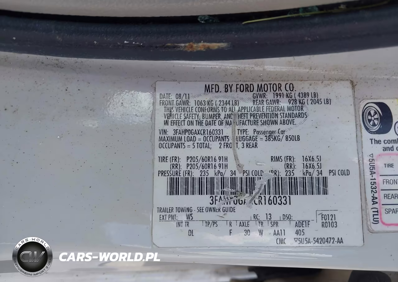 2012 Ford Fusion S VIN:3FAHP0GAXCR160331 - 9