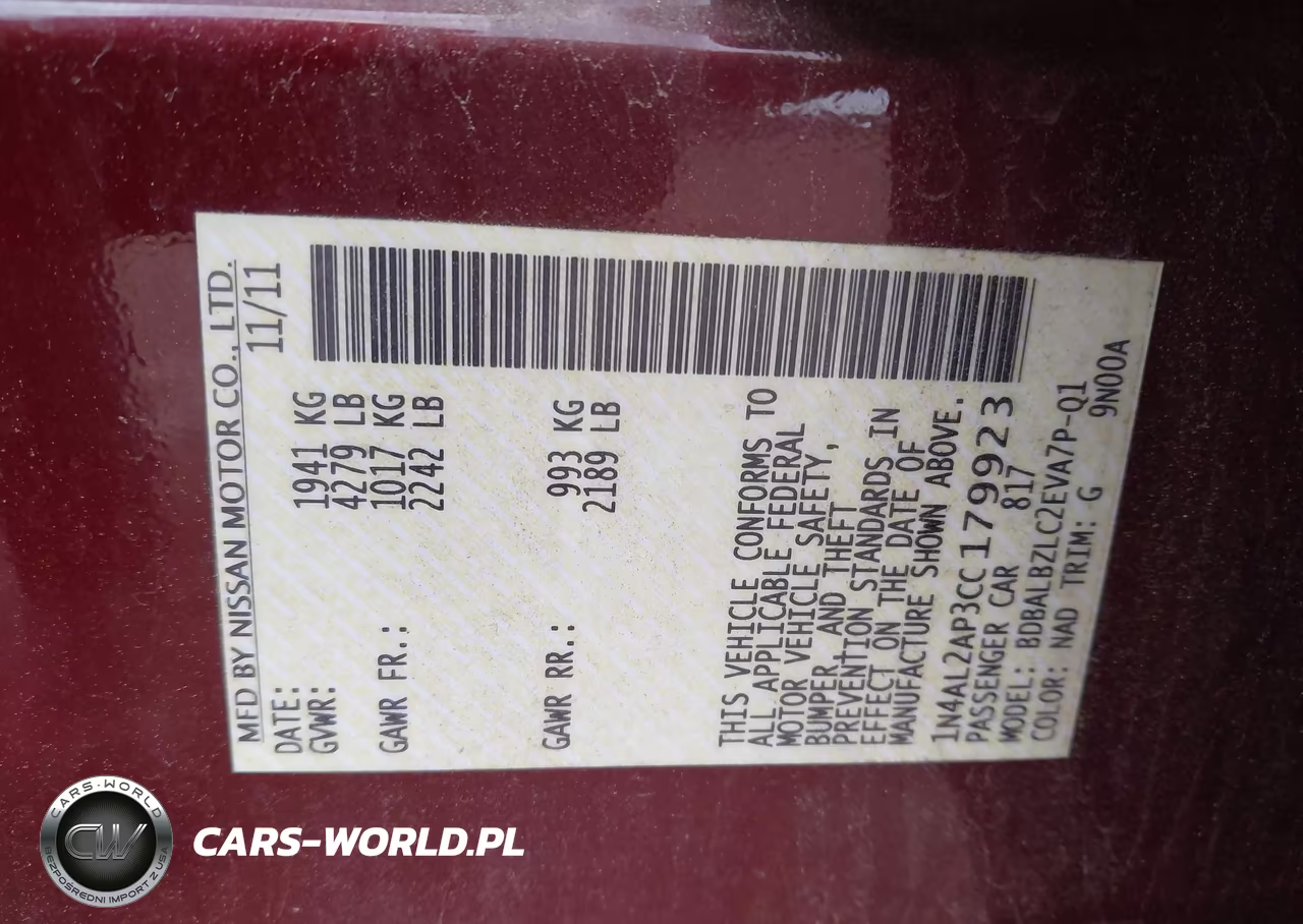 2012 Nissan Altima 2.5 S VIN:1N4AL2AP3CC179923 - 9