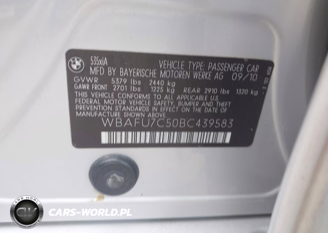 2011 BMW 535I xDrive VIN:WBAFU7C50BC439583 - 9