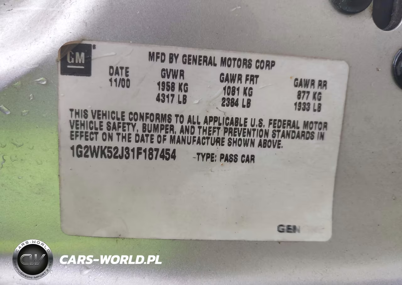 2001 Pontiac Grand Prix Se VIN:1G2WK52J31F187454 - 9