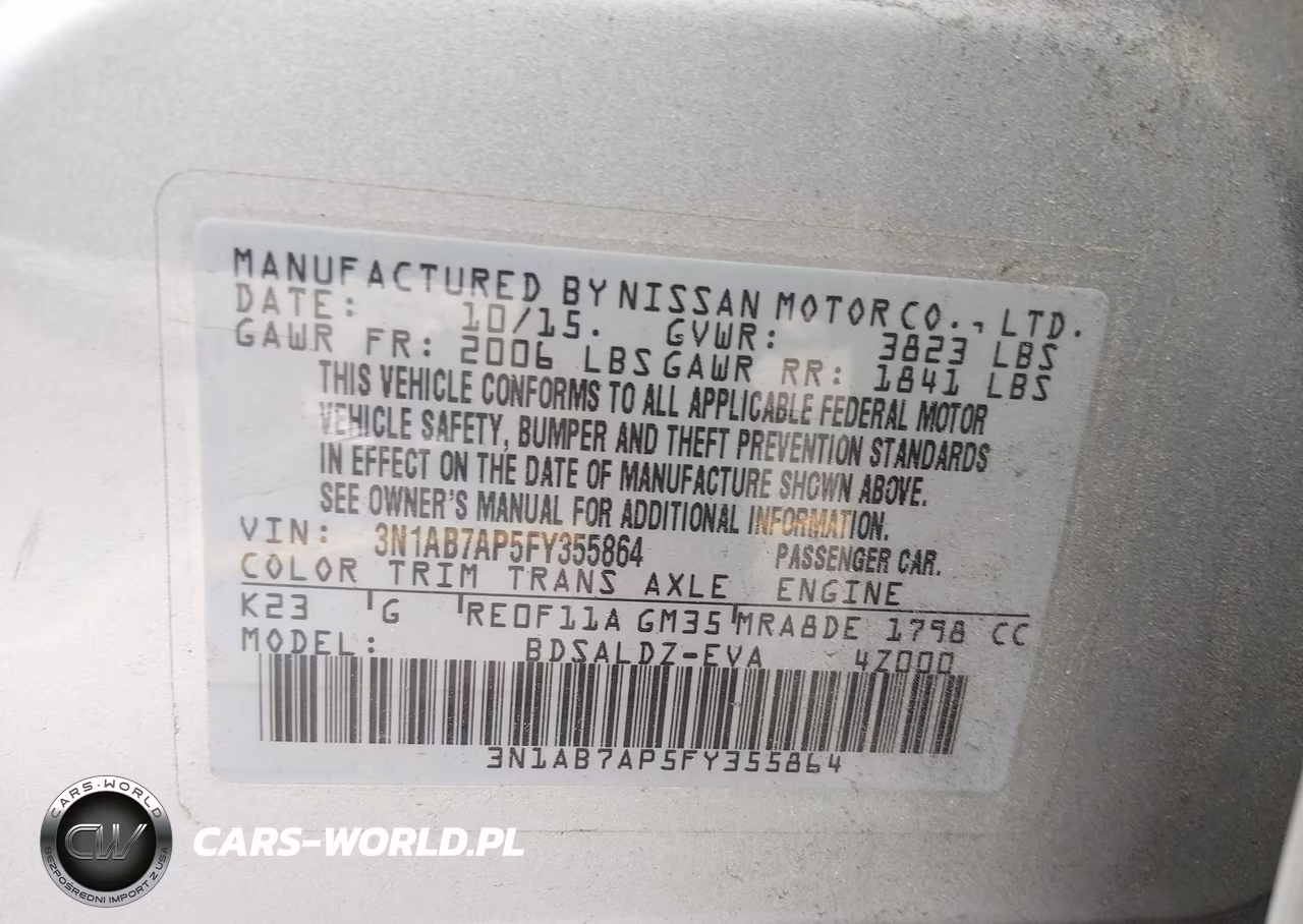 2015 Nissan Sentra Sv VIN:3N1AB7AP5FY355864 - 9