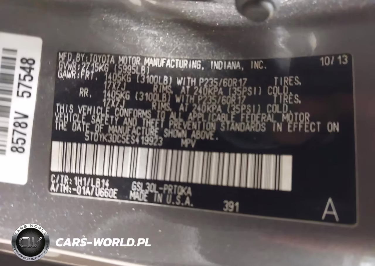 2014 Toyota Sienna Xle V6 8 Passenger VIN:5TDYK3DC5ES419923 - 9