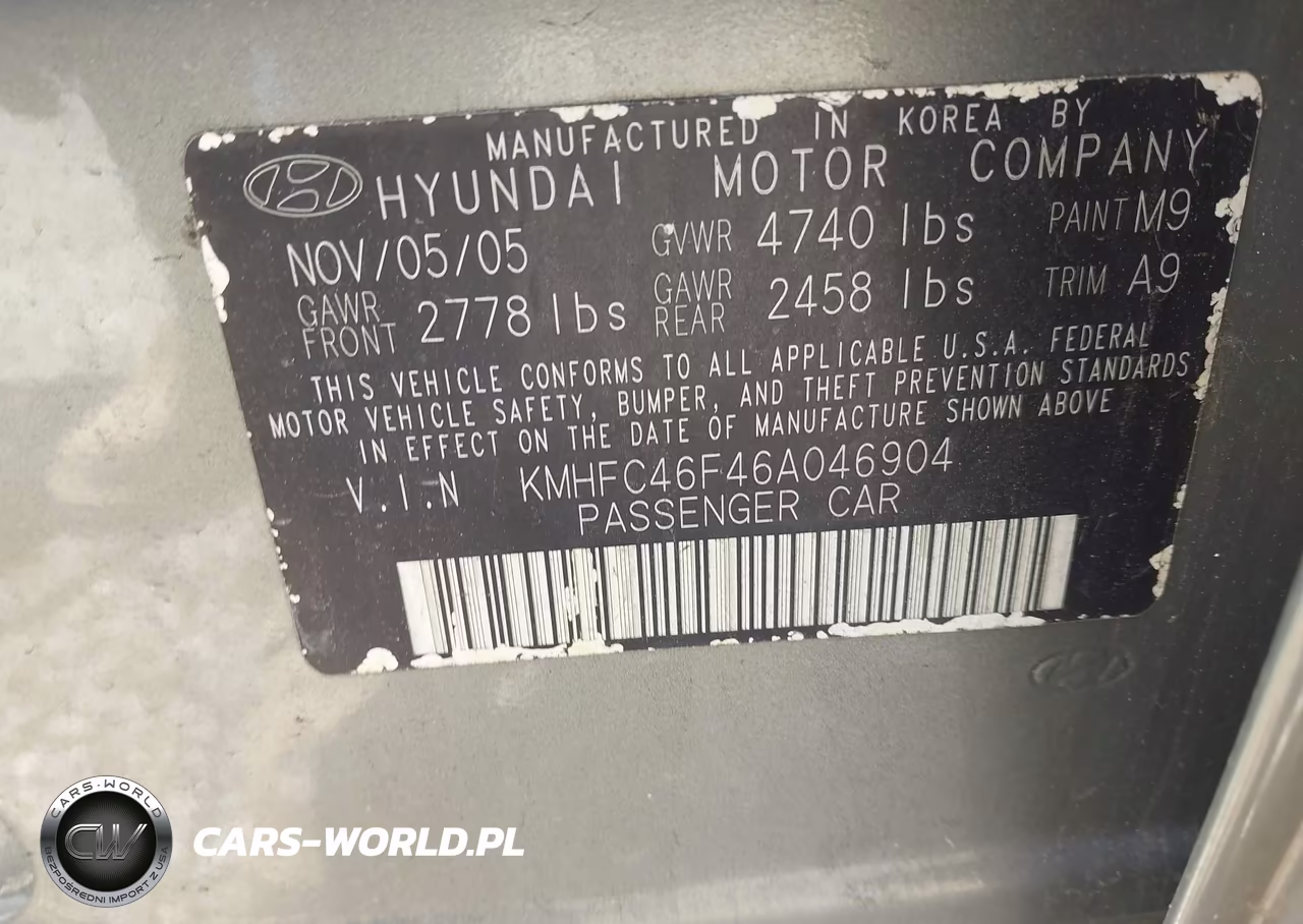 2006 Hyundai Azera Limited-Se VIN:KMHFC46F46A046904 - 9