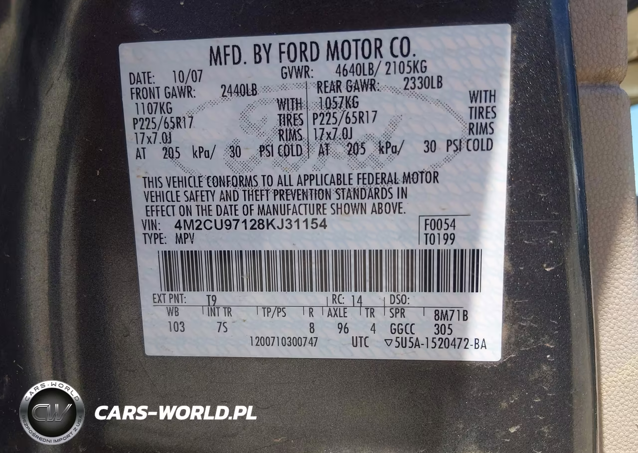 2008 Mercury Mariner Premier VIN:4M2CU97128KJ31154 - 9
