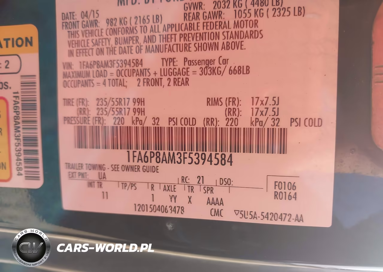 2015 Ford Mustang V6 VIN:1FA6P8AM3F5394584 - 9