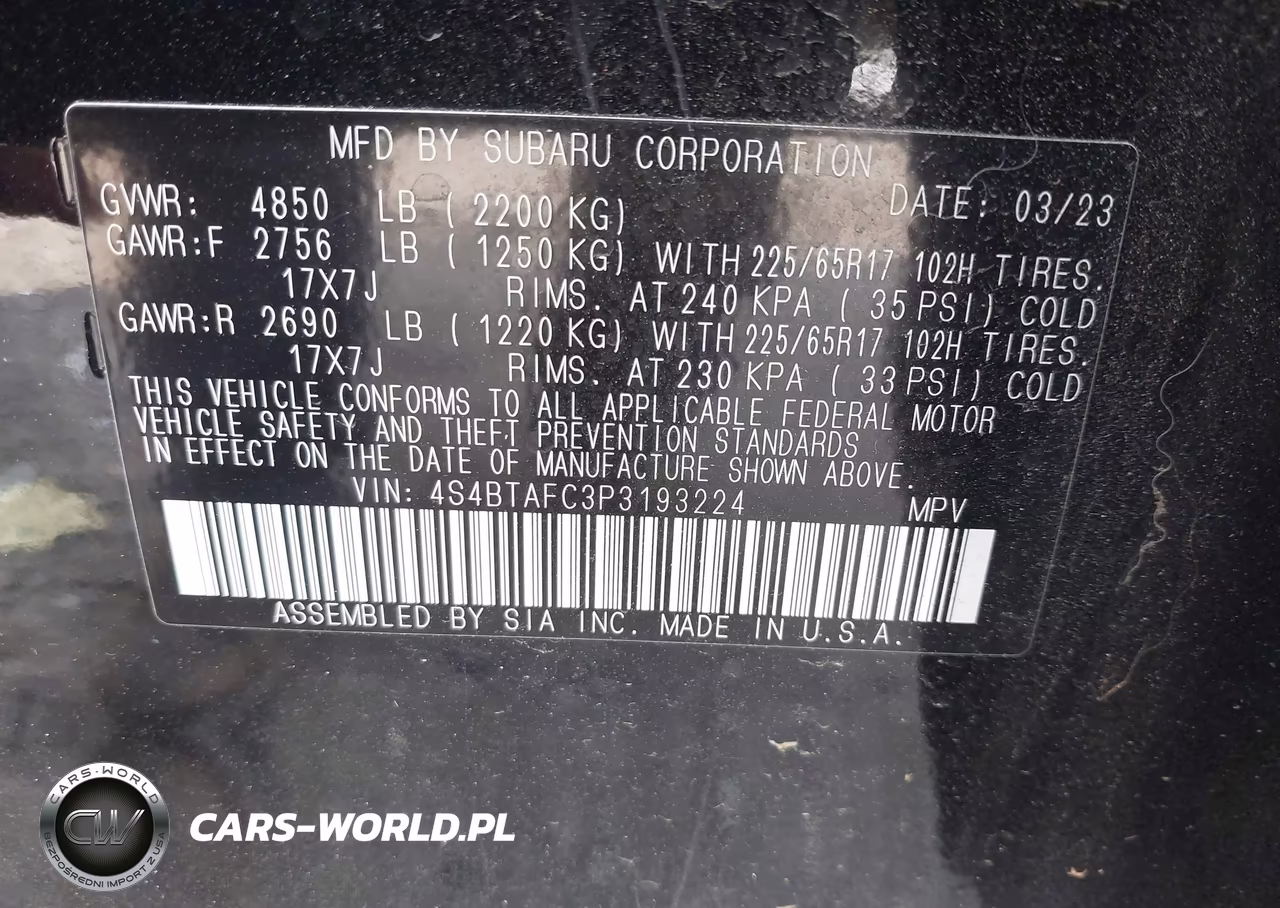 2023 Subaru Outback Premium VIN:4S4BTAFC3P3193224 - 9