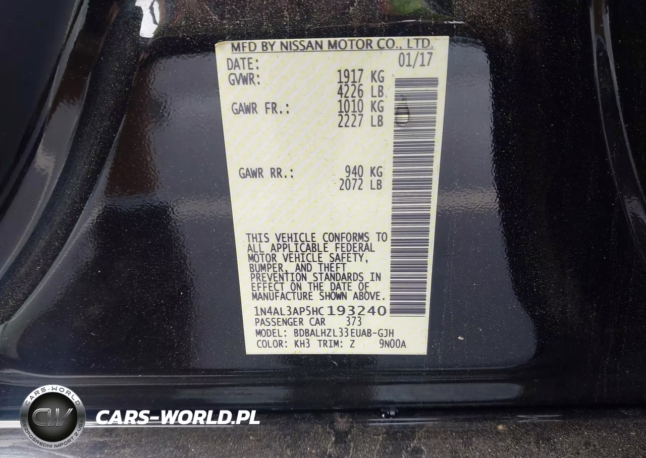 NISSAN ALTIMA 2.5 VIN:1N4AL3AP5HC193240 - 9