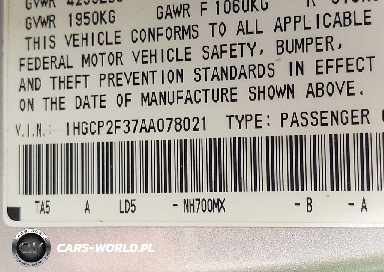 2010 Honda Accord 2.4 Lx VIN:1HGCP2F37AA078021 - 9