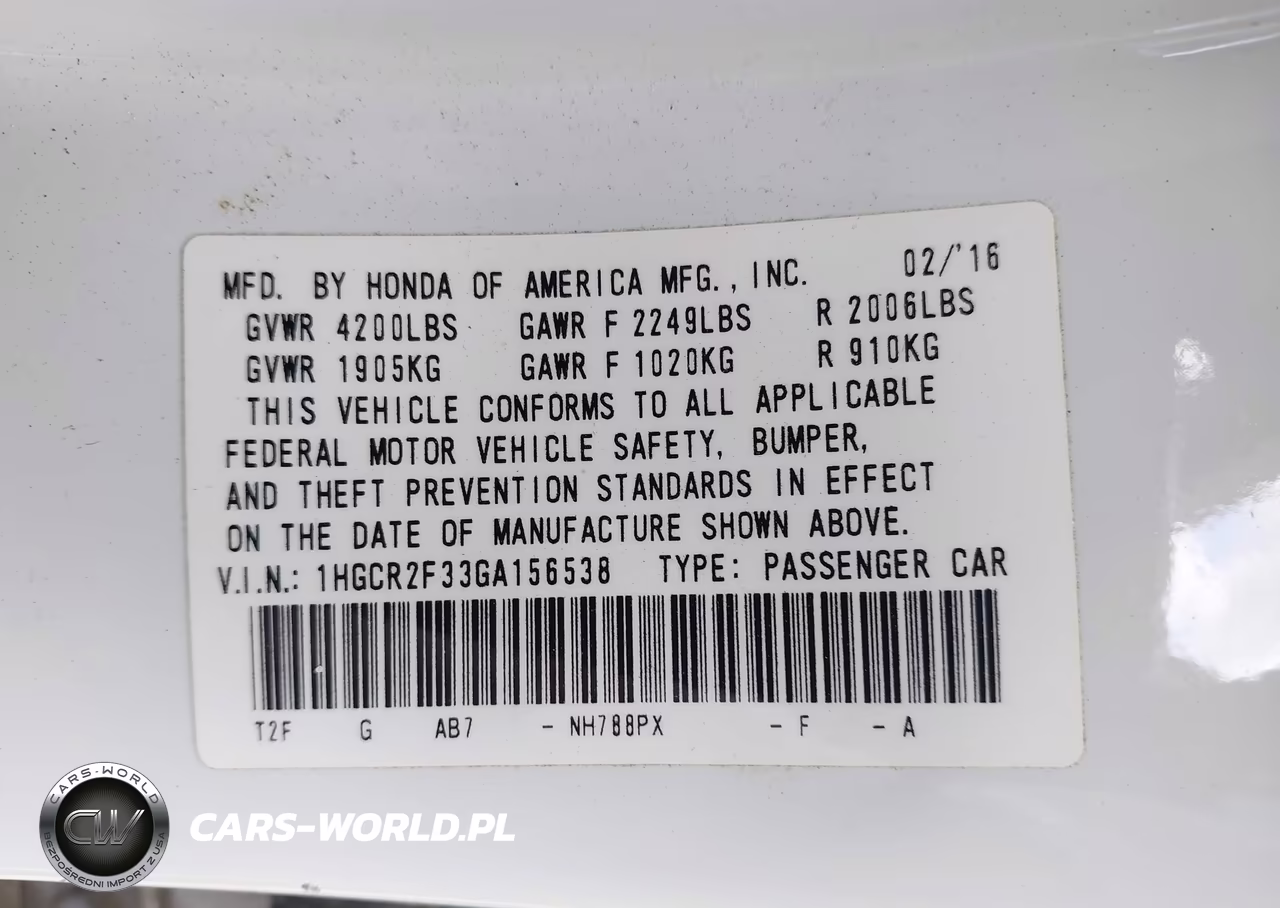 2016 Honda Accord Lx VIN:1HGCR2F33GA156538 - 9