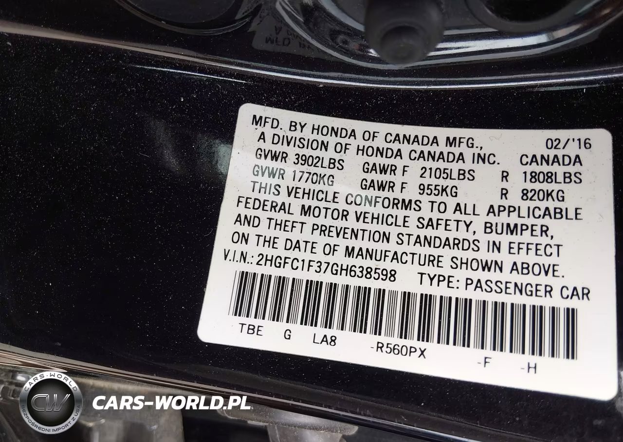 2016 Honda Civic Ex-T VIN:2HGFC1F37GH638598 - 9