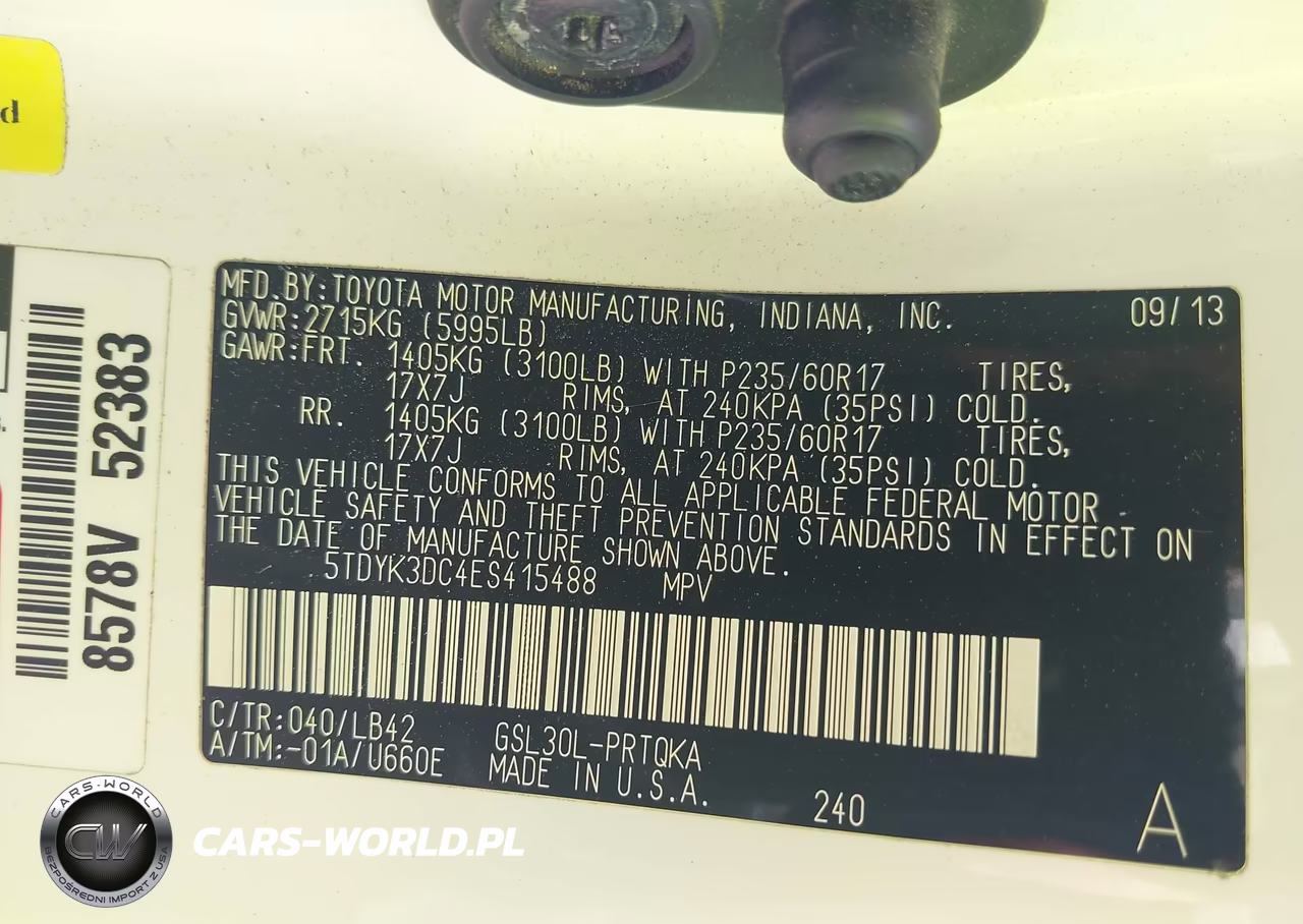 2014 Toyota Sienna Xle V6 8 Passenger VIN:5TDYK3DC4ES415488 - 9