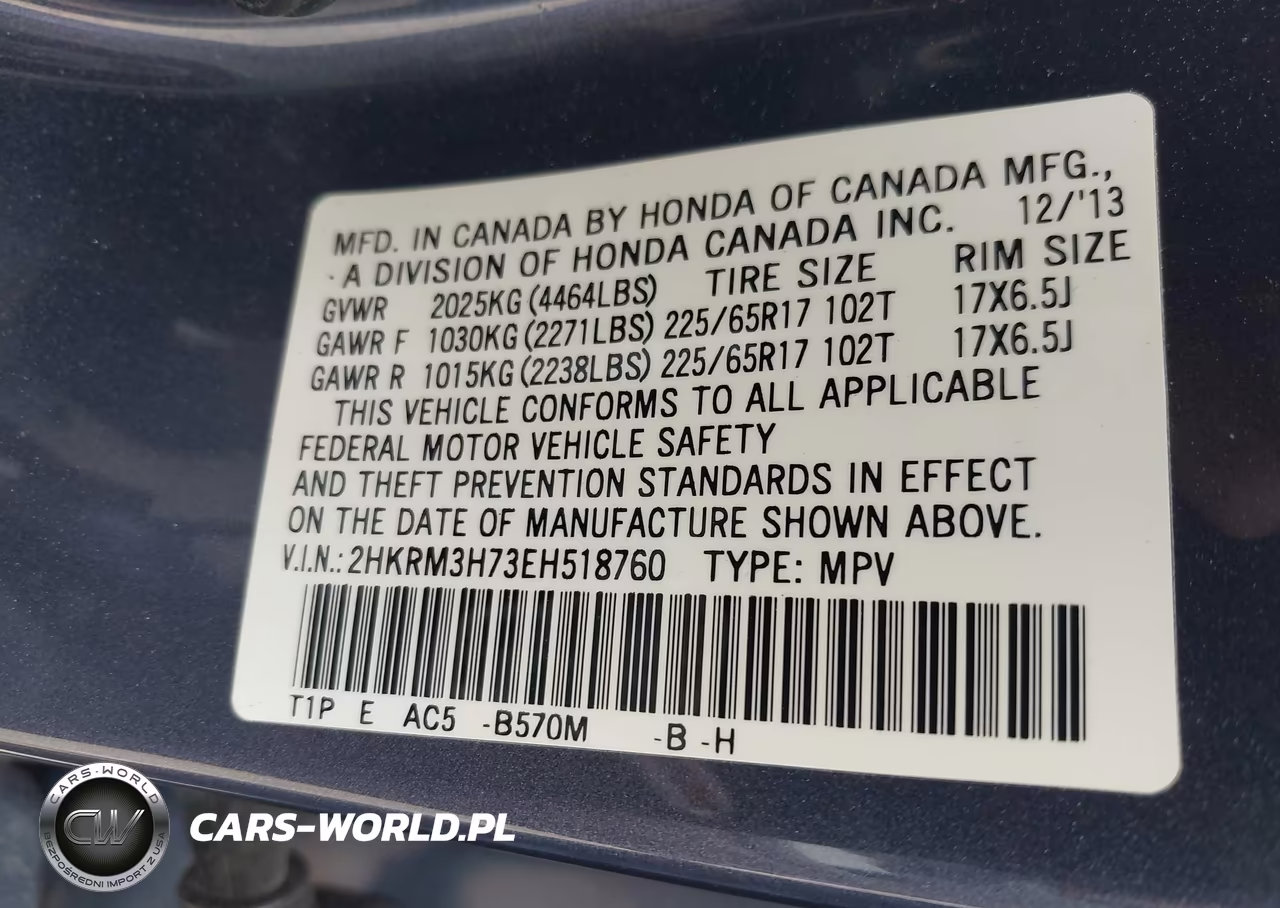 2014 Honda Cr-V Ex-L VIN:2HKRM3H73EH518760 - 9