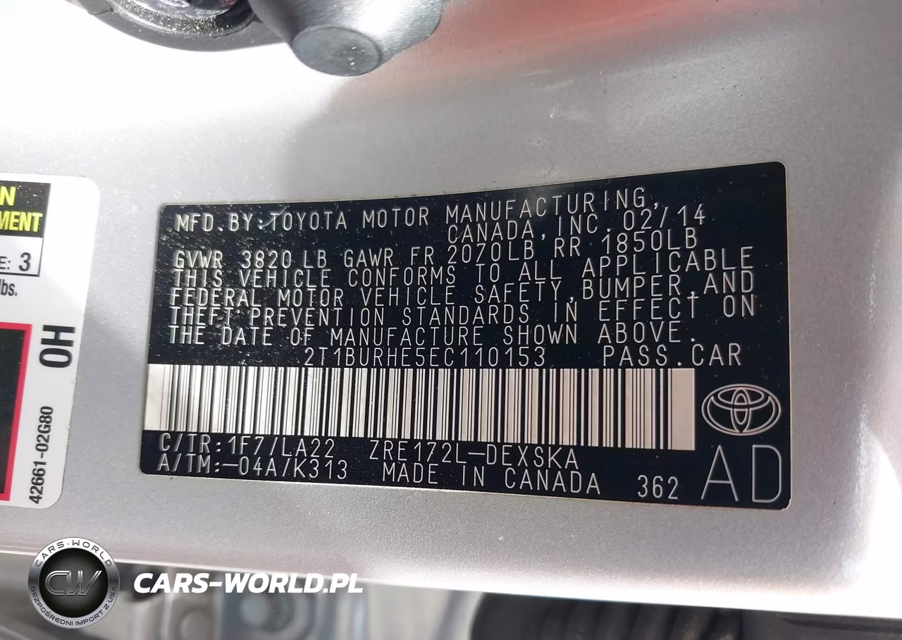 2014 Toyota Corolla S Premium VIN:2T1BURHE5EC110153 - 9