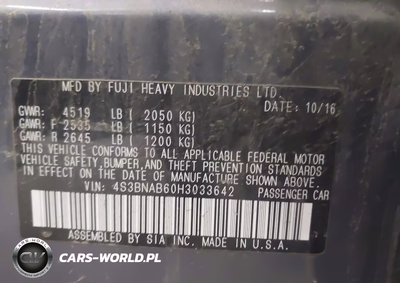 2017 Subaru Legacy 2.5I VIN:4S3BNAB60H3033642 - 9