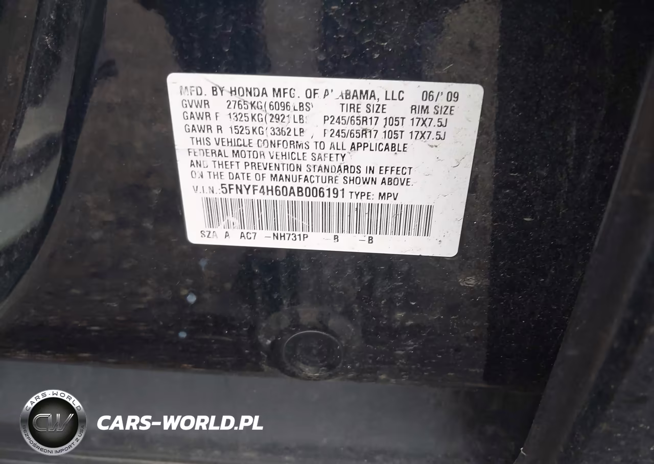2010 Honda Pilot Ex-L VIN:5FNYF4H60AB006191 - 9