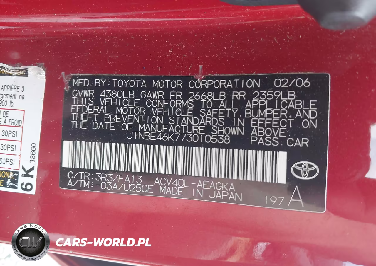 2007 Toyota Camry Xle VIN:JTNBE46K773010538 - 9