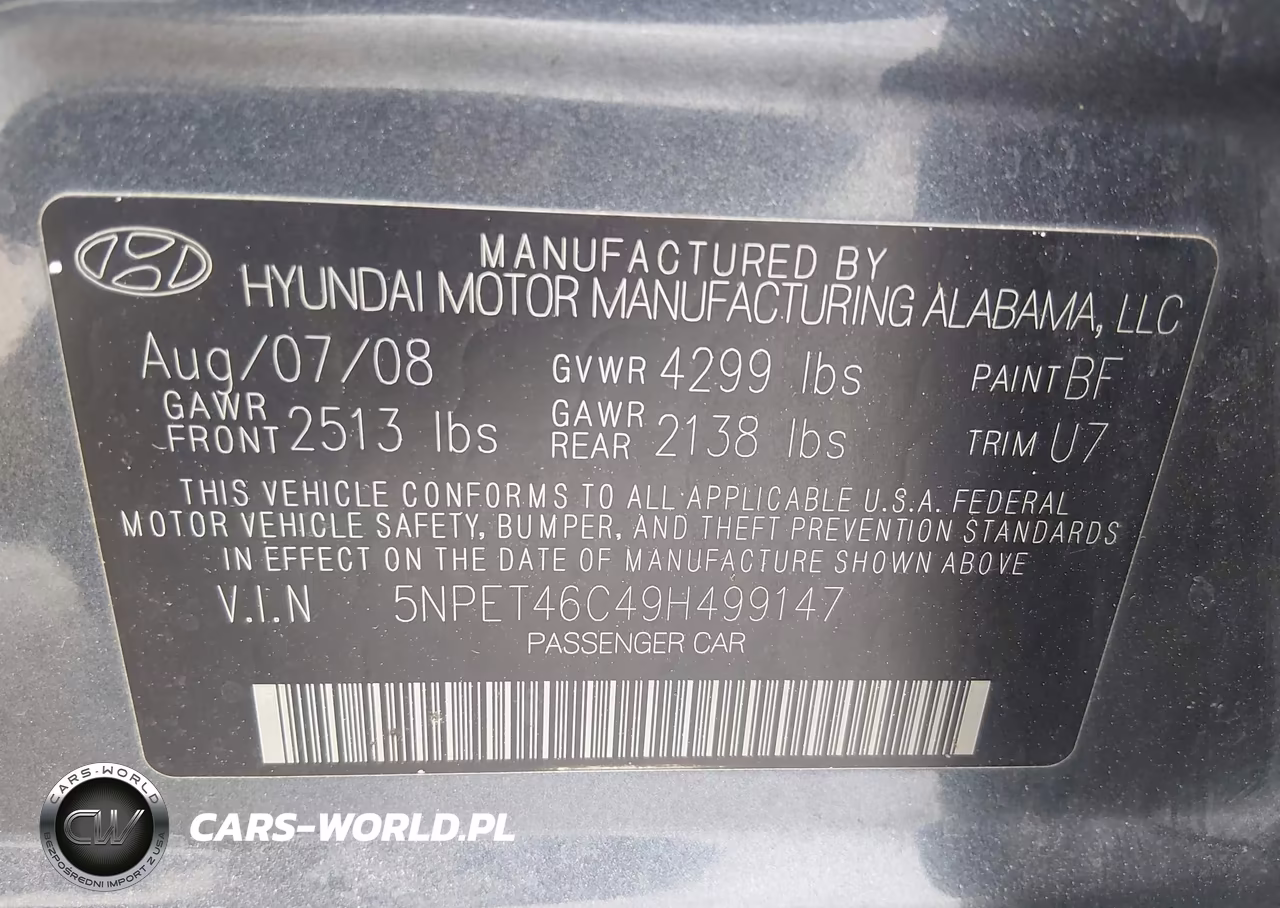 2009 Hyundai Sonata Gls VIN:5NPET46C49H499147 - 9