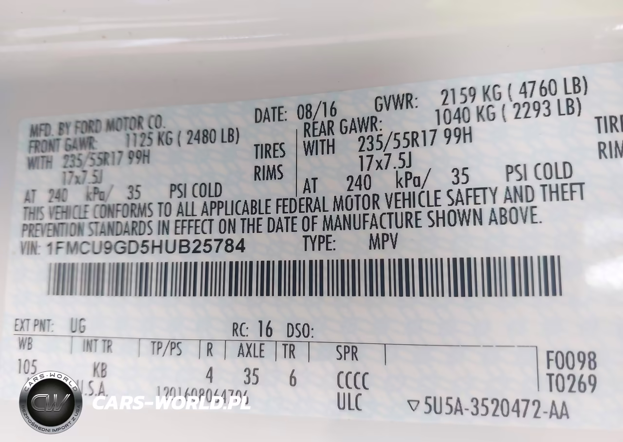 2017 Ford Escape Se VIN:1FMCU9GD5HUB25784 - 9
