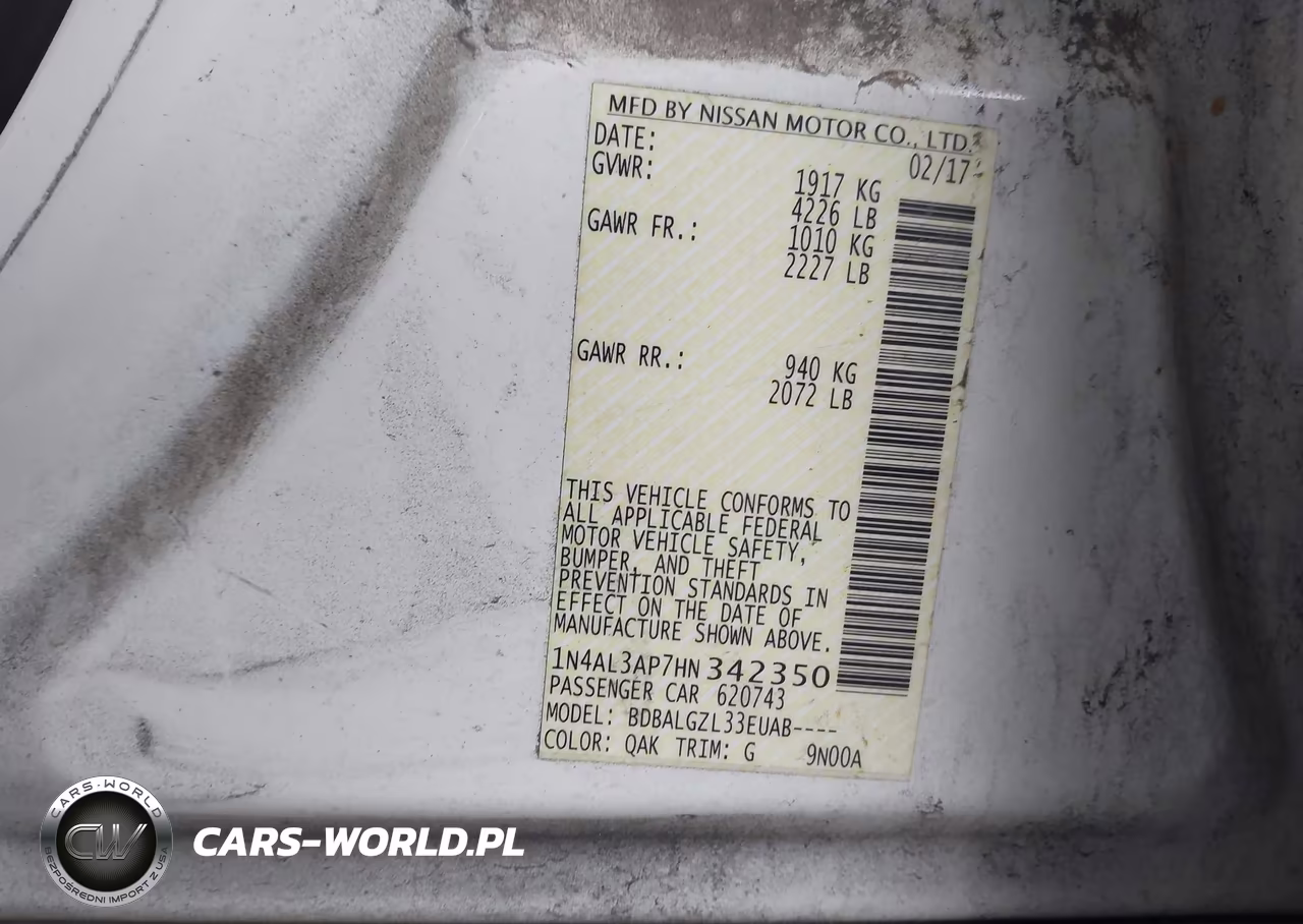 2017 Nissan Altima 2.5 S VIN:1N4AL3AP7HN342350 - 9