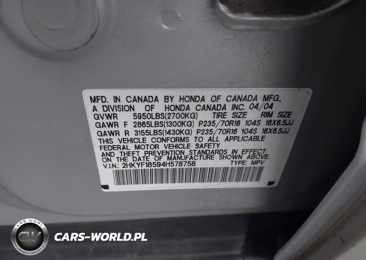 2004 Honda Pilot Ex-L VIN:2HKYF18594H578758 - 9