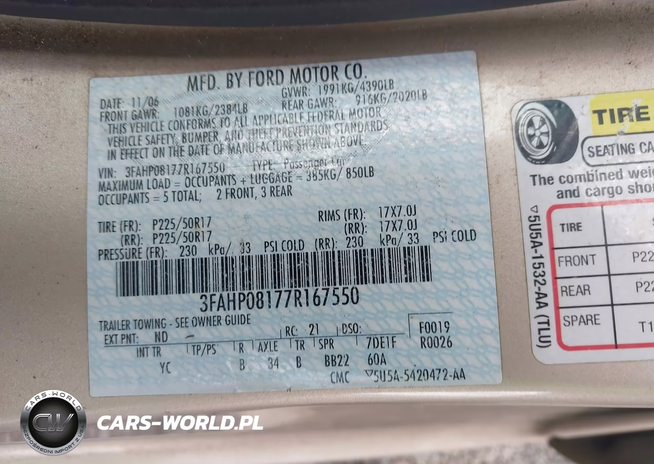 2007 Ford Fusion Sel VIN:3FAHP08177R167550 - 9