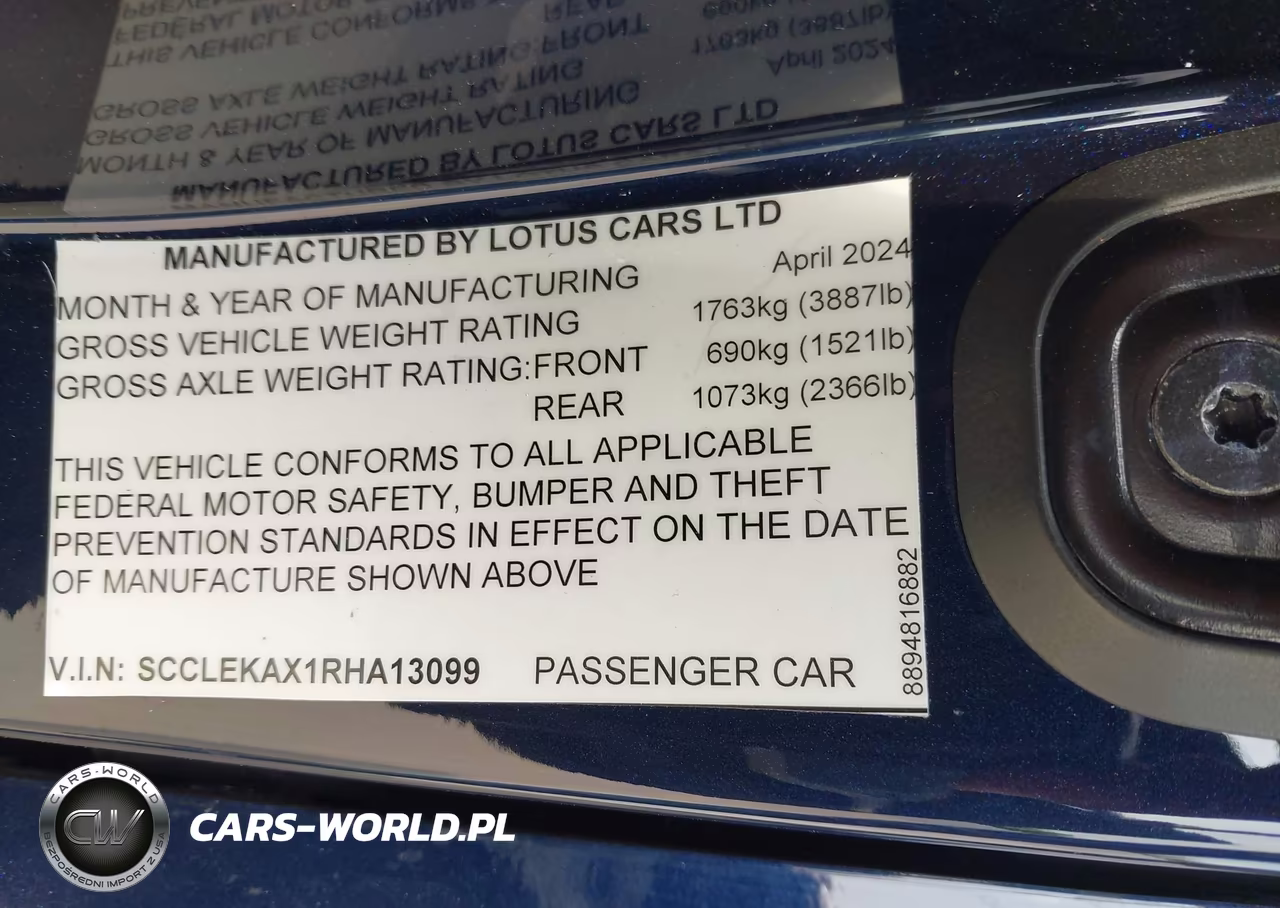 2024 Lotus Emira V6 First Edition VIN:SCCLEKAX1RHA13099 - 9
