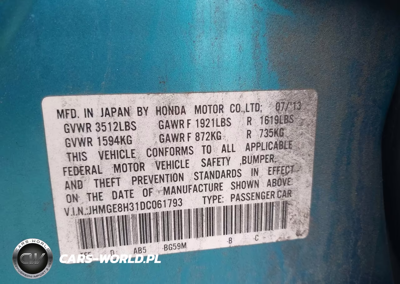 2013 Honda Fit VIN:JHMGE8H31DC061793 - 9