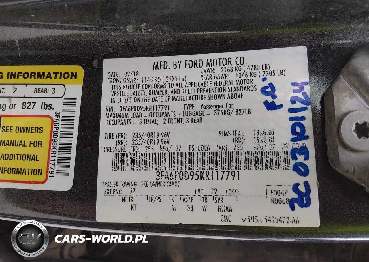 2019 Ford Fusion Titanium VIN:3FA6P0D95KR117791 - 9