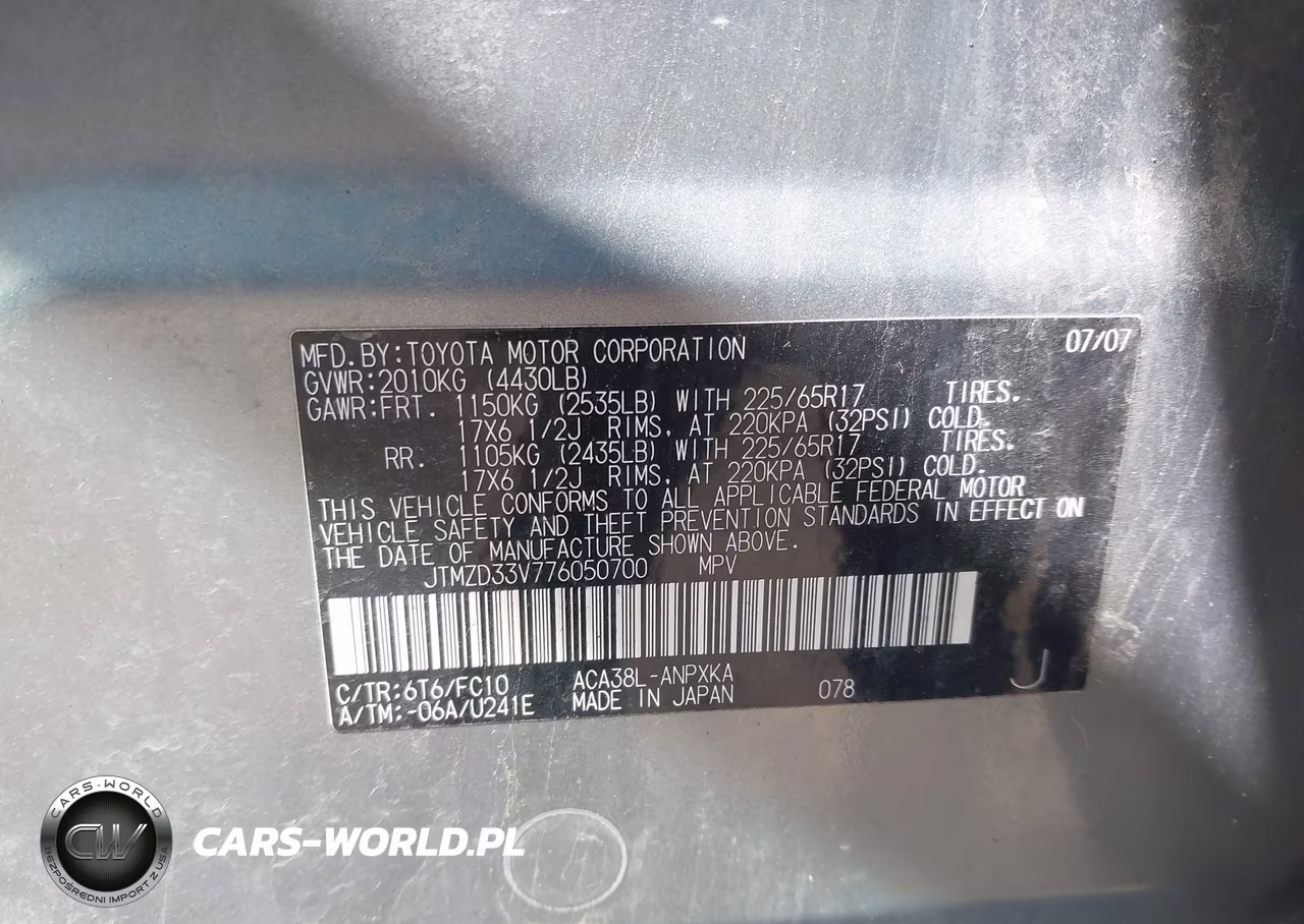 2007 Toyota Rav4 VIN:JTMZD33V776050700 - 9