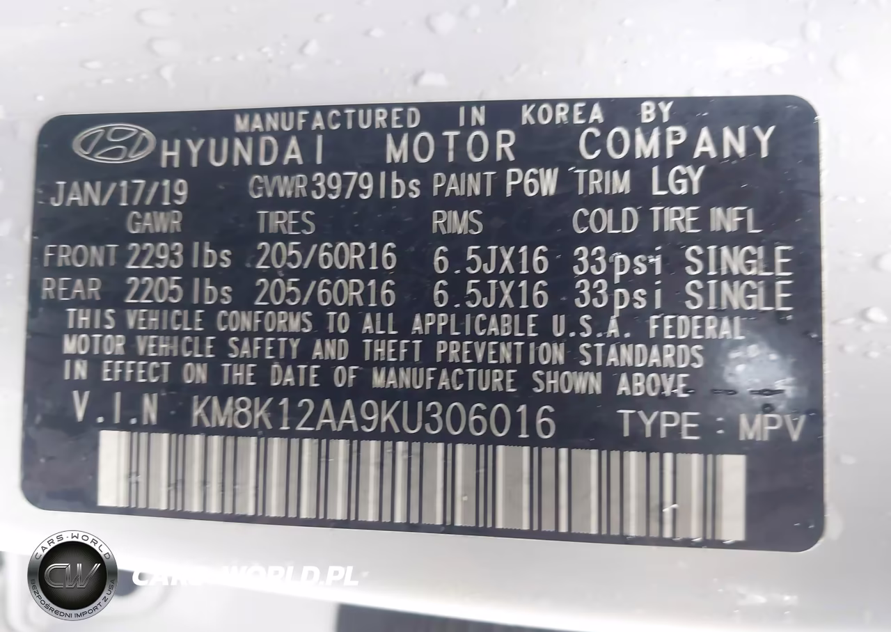 2019 Hyundai Kona Se VIN:KM8K12AA9KU306016 - 9