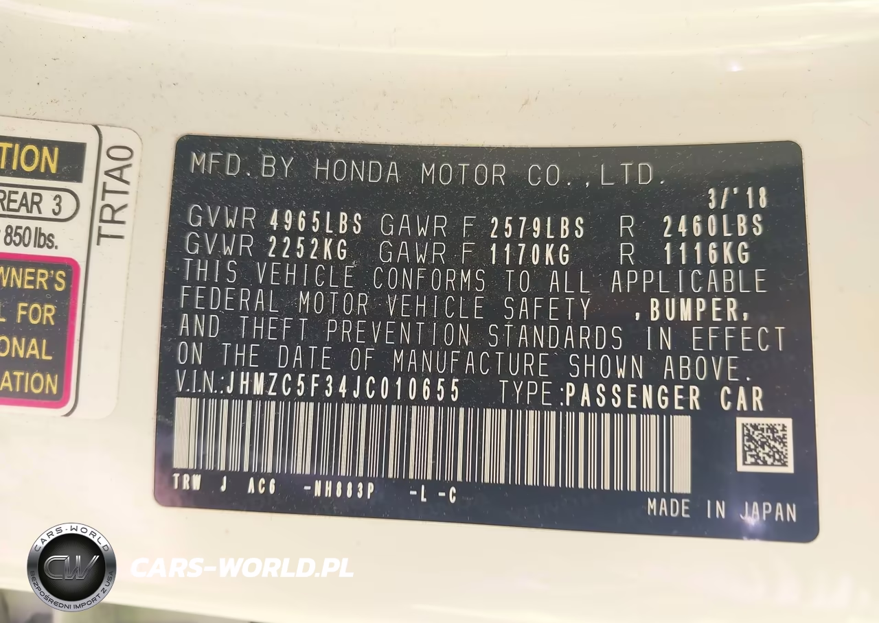 2018 Honda Clarity Plug-In Hybrid Touring VIN:JHMZC5F34JC010655 - 9