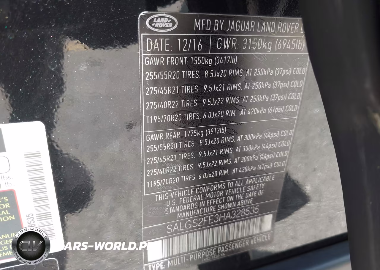 2017 Land Rover Range Rover 5.0L V8 Supercharged VIN:SALGS2FE3HA328535 - 9