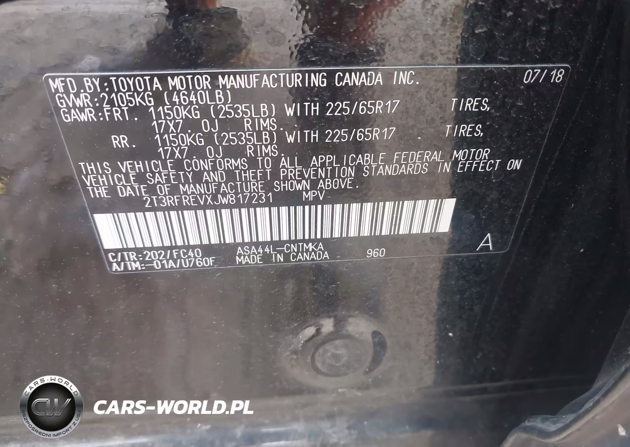 2018 Toyota Rav4 Xle VIN:2T3RFREVXJW817231 - 9