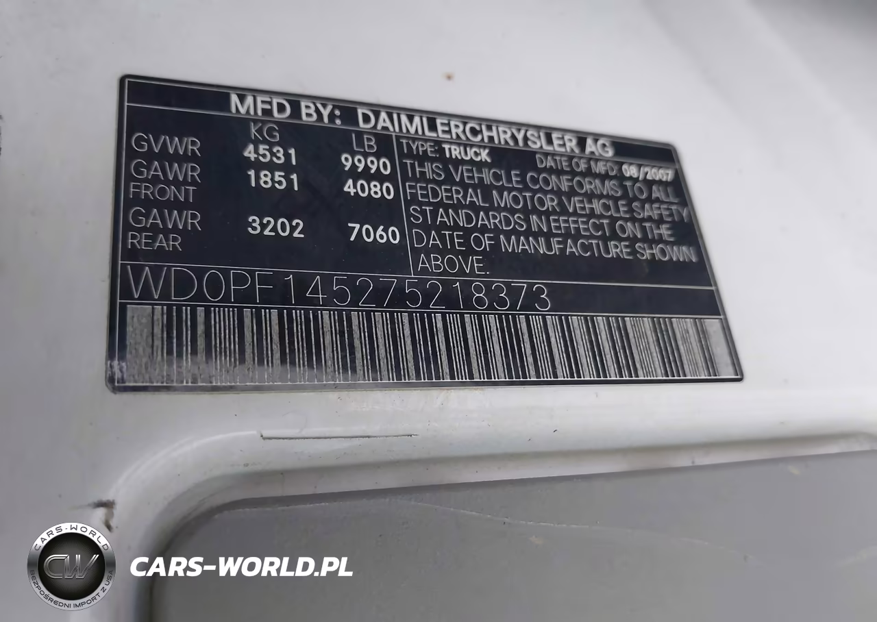 2007 Dodge Sprinter Van 3500 High Roof VIN:WD0PF145275218373 - 9