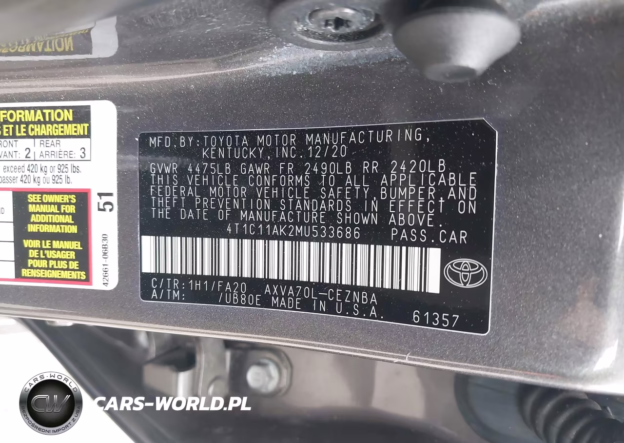 2021 Toyota Camry Le VIN:4T1C11AK2MU533686 - 9