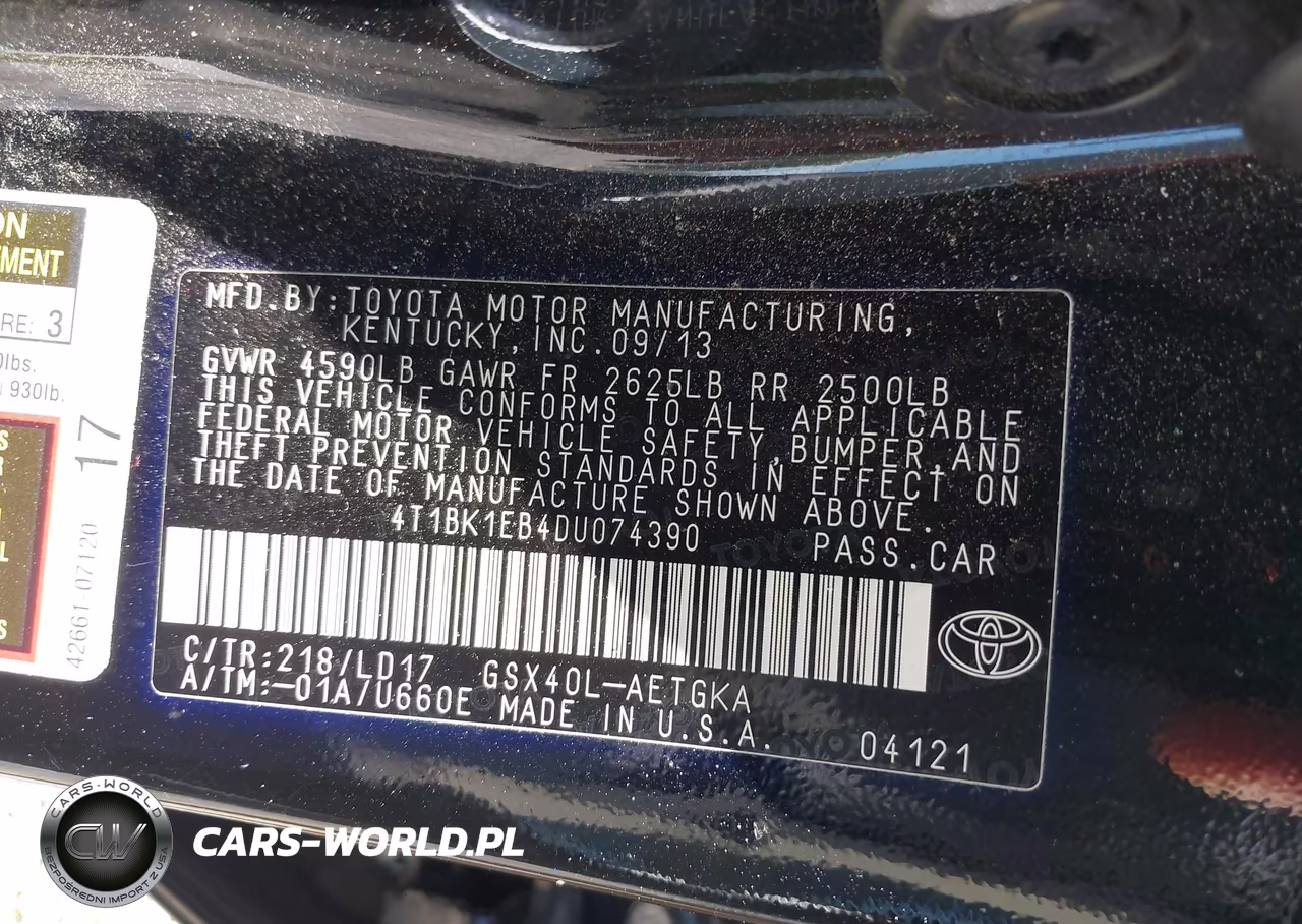 2013 Toyota Avalon Xle VIN:4T1BK1EB4DU074390 - 9