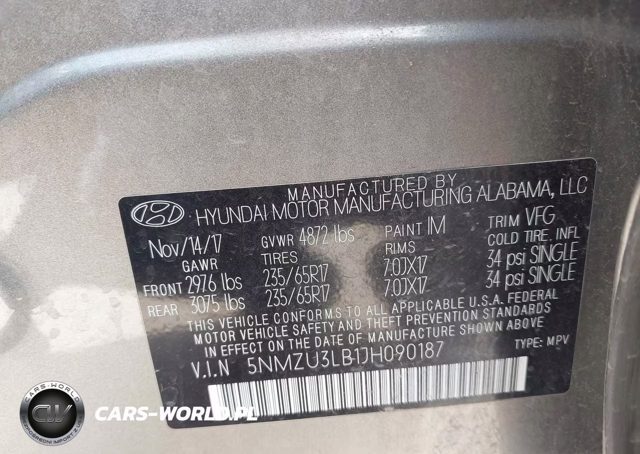 2018 Hyundai Santa Fe Sport 2.4L VIN:5NMZU3LB1JH090187 - 9