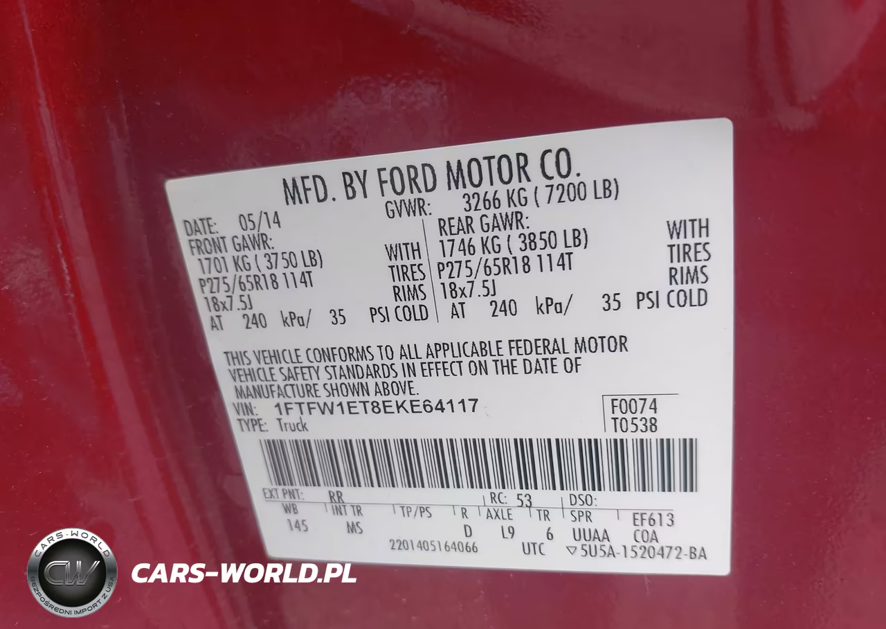 2014 Ford F-150 Xlt VIN:1FTFW1ET8EKE64117 - 9