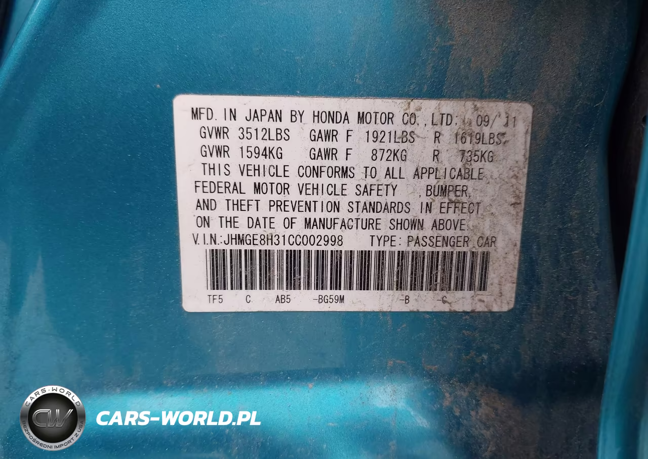 2012 Honda Fit VIN:JHMGE8H31CC002998 - 9