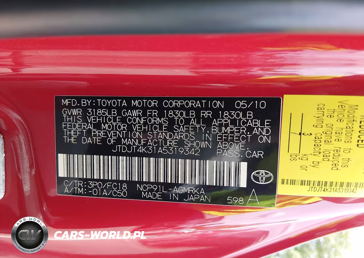 2010 Toyota Yaris VIN:JTDJT4K31A5319342 - 9