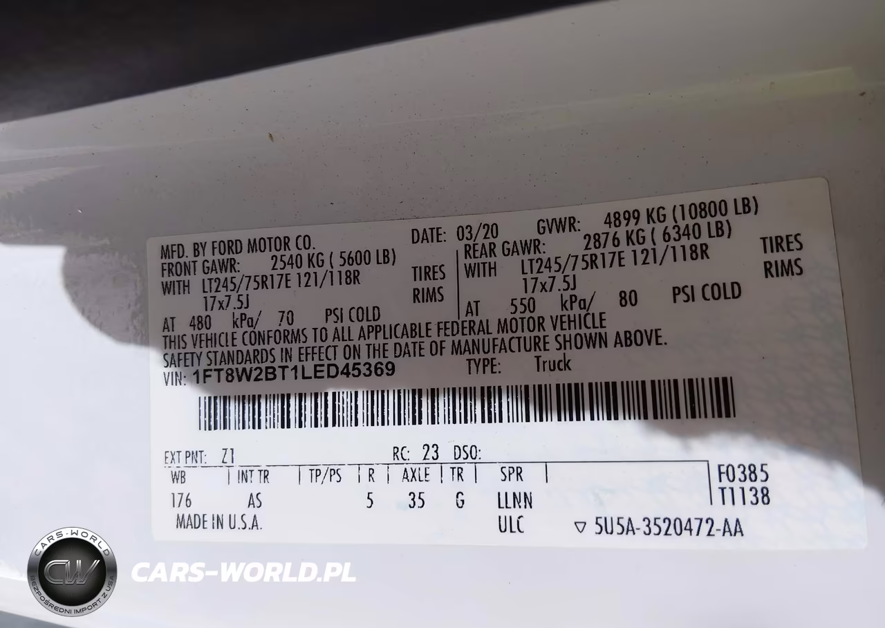 2020 Ford F-250 Xl VIN:1FT8W2BT1LED45369 - 9