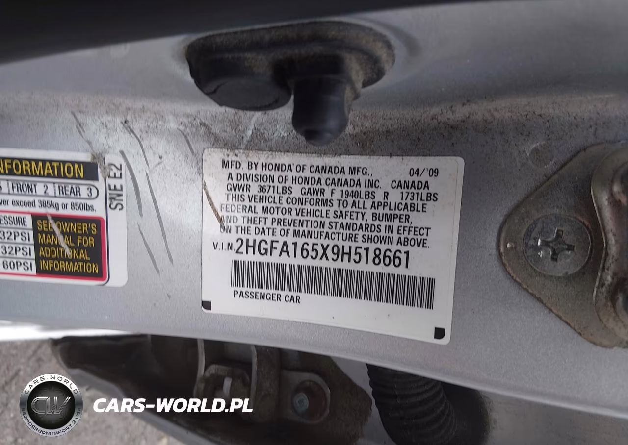 2009 Honda Civic Lx VIN:2HGFA165X9H518661 - 9