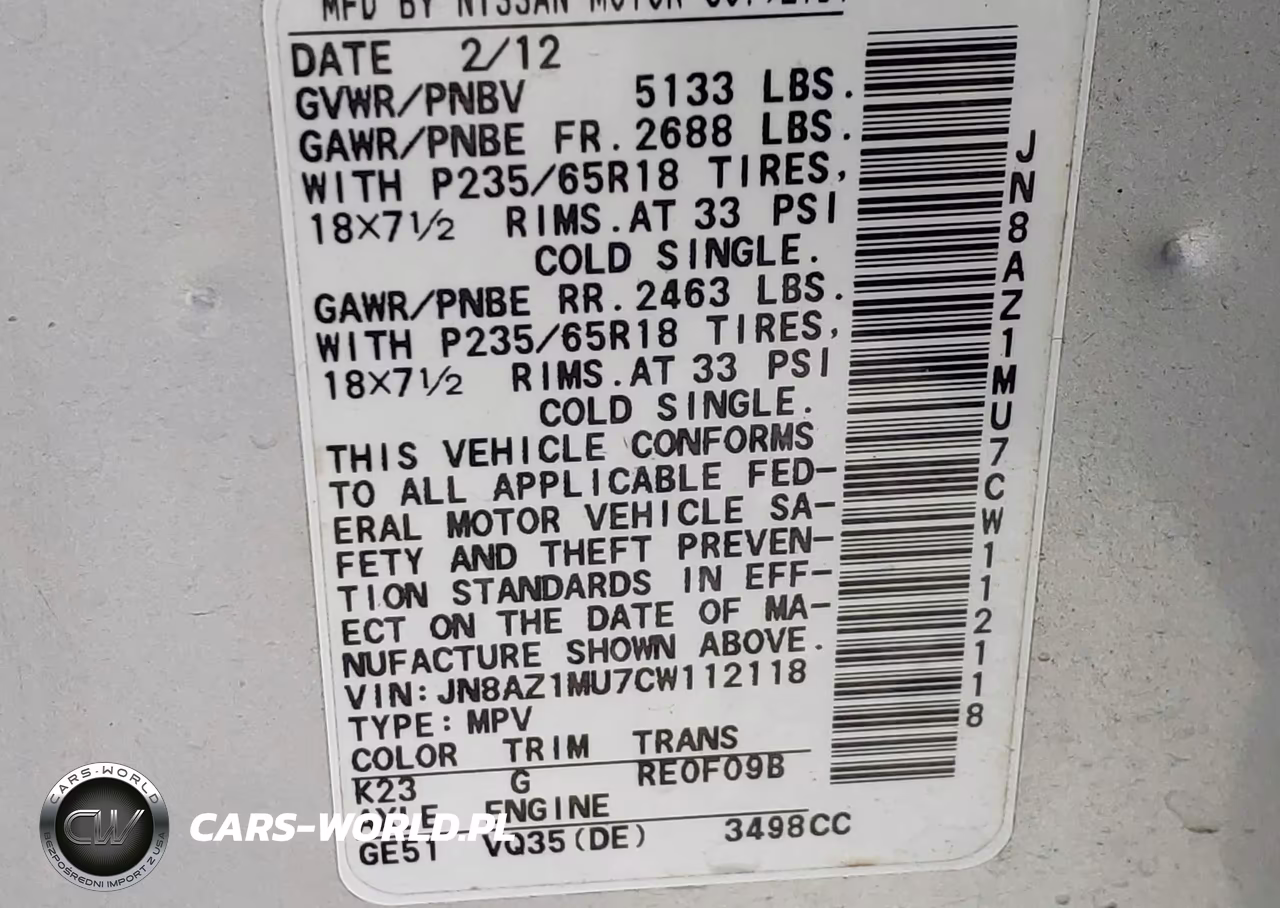 2012 Nissan Murano Sv VIN:JN8AZ1MU7CW112118 - 9