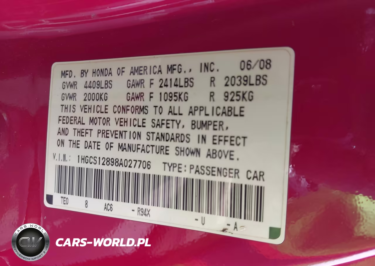 2008 Honda Accord 2.4 Ex-L VIN:1HGCS12898A027706 - 9