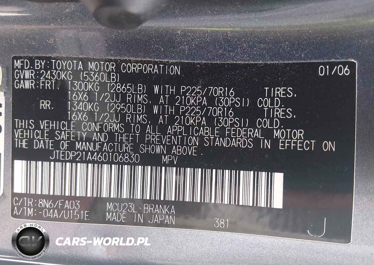 2006 Toyota Highlander V6 VIN:JTEDP21A460106830 - 9