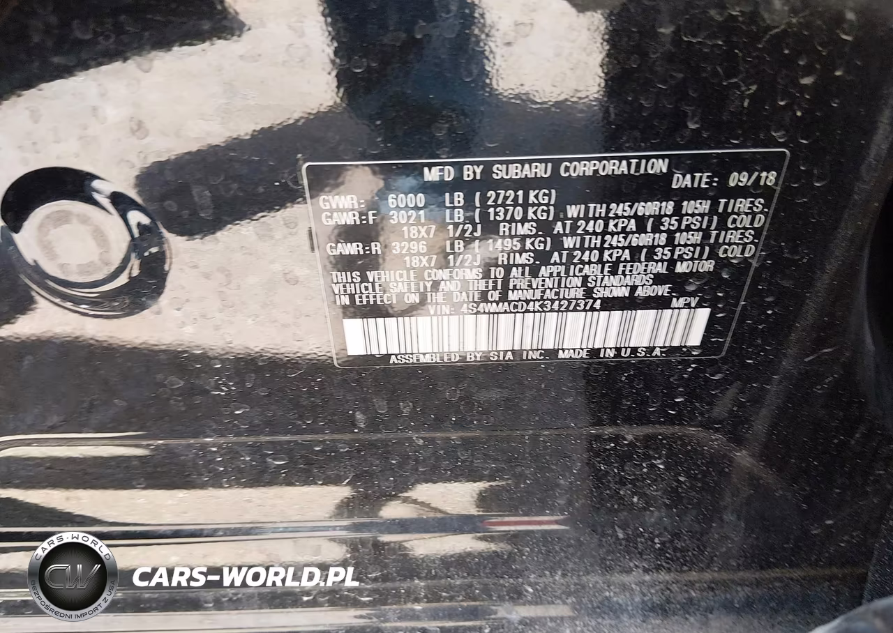 2019 Subaru Ascent Premium VIN:4S4WMACD4K3427374 - 9